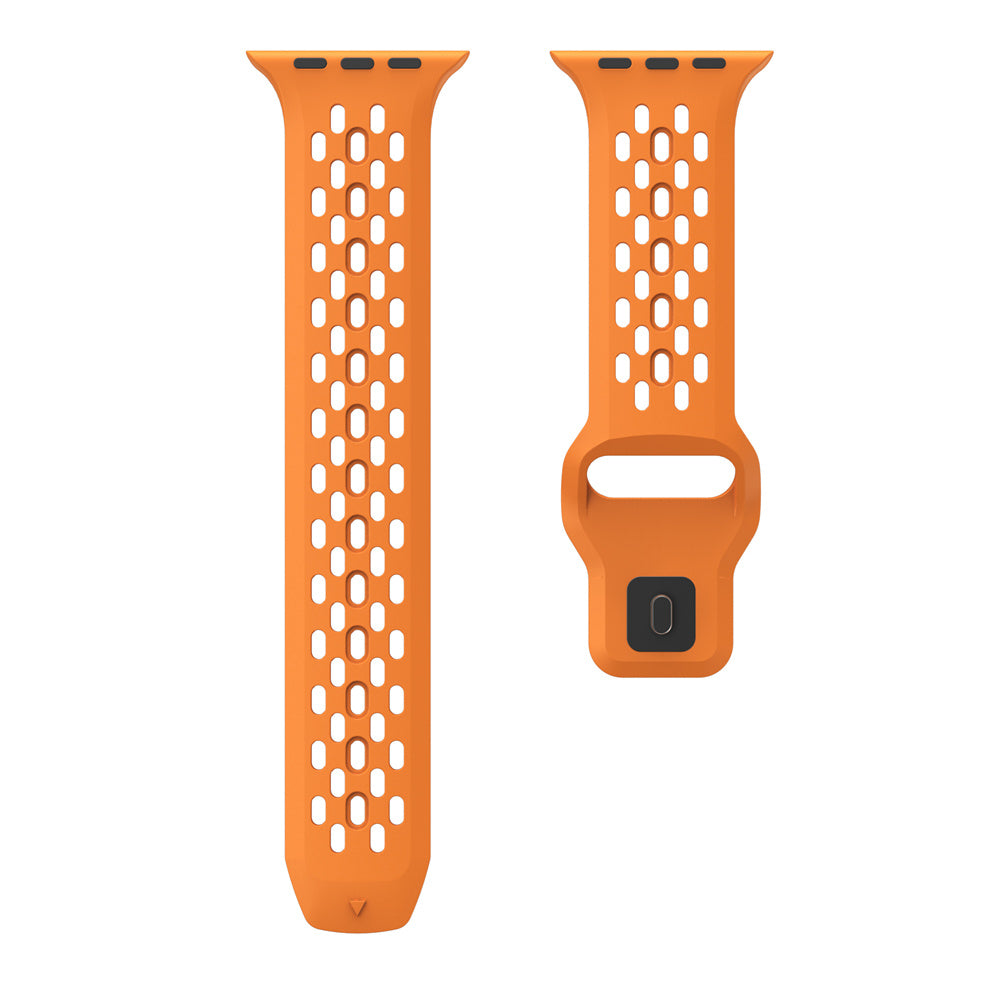 For Apple Watch Ultra 2 Ultra 49mm / 9 8 7 45mm / SE (2023) SE (2022) SE 6 5 4 44mm / 3 2 1 42mm Watch Band Fluoro Rubber Wrist Strap - Orange For Apple Watch Ultra 2 Ultra 49mm / 9 8 7 45mm / SE (2023) SE (2022) SE 6 5 4 44mm / 3 2 1 42mm Watch Band Fluoro Rubber Wrist Strap - Orange